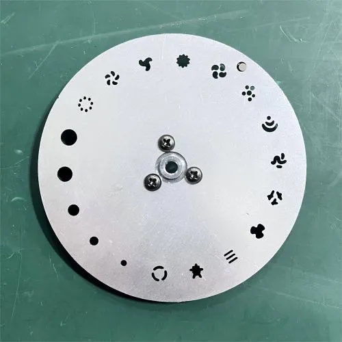 Metal gobo wheel with thirteen etched patterns