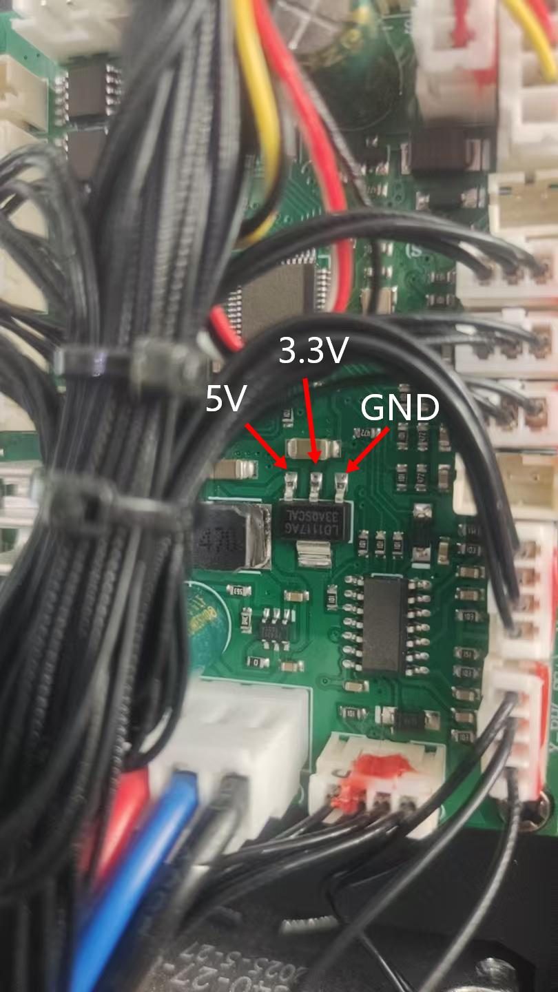 Mainboard DC test points marked on the board