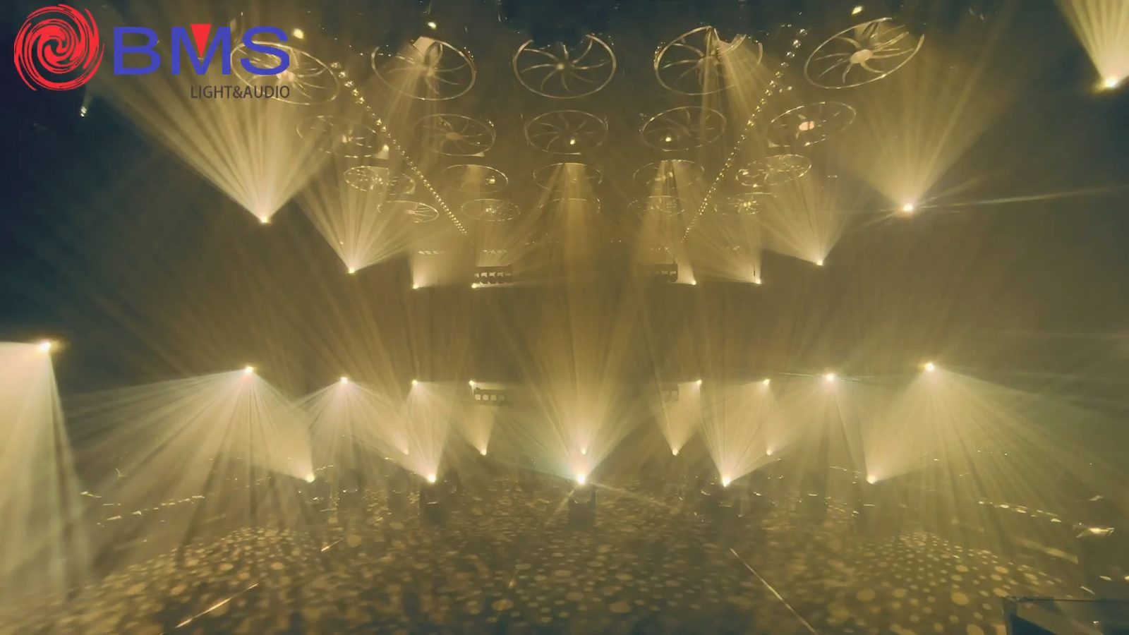 BMS showroom light show — beam, wash and effect fixtures running together